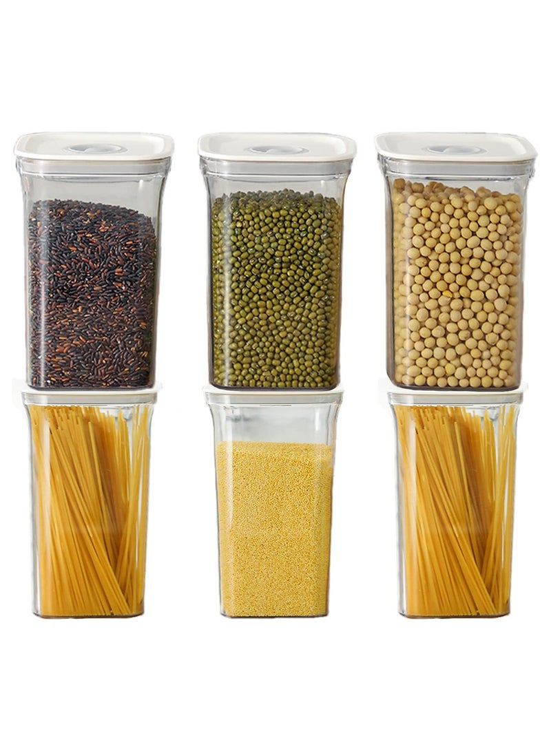 Airtight Food Storage Containers,Set of 6，Food Grade Plastic Sealed Storage Tank with Lock Lids,Kitchen Pantry Organization Storage Jars,Moisture Proof,for Candy,Coffee,Cereal (M:1000ML*6PC)