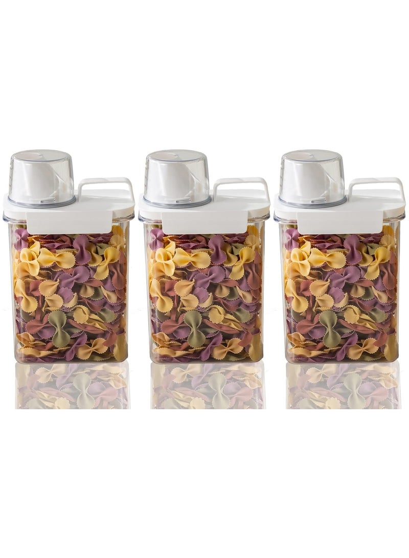 Rice Airtight Dry Food Storage Containers with Lock Lid,3 Pack Pour Spout and Seal Buckles Food Dispenser,Cereal Containers Dispenser with Measuring Cup,Rice Storage Bin,,BPA Free(1800ML*3PC)