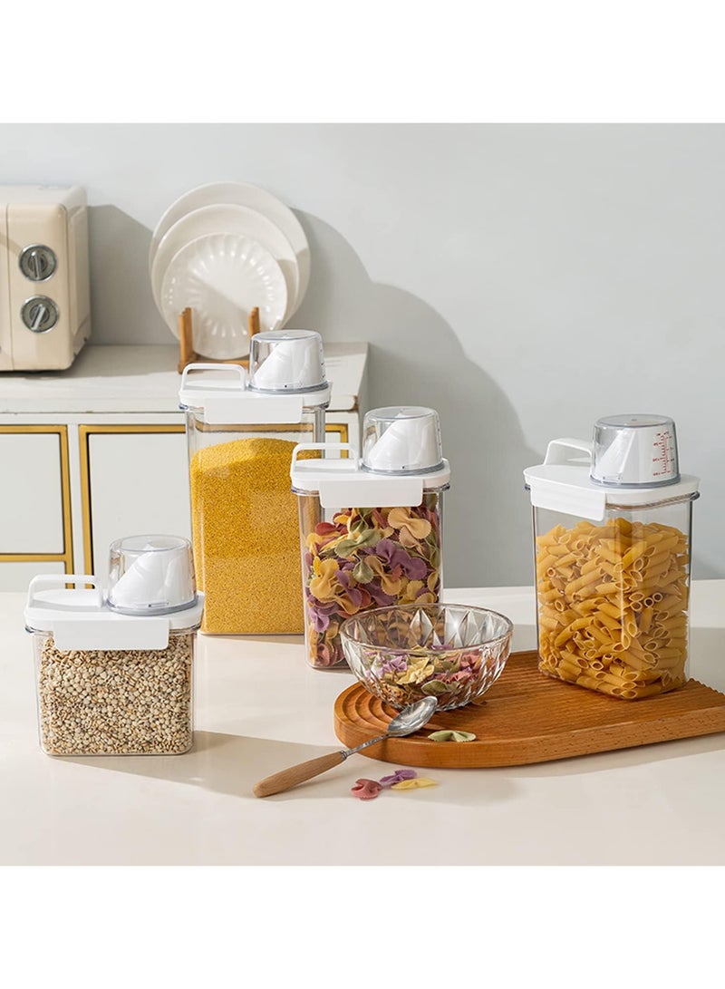 Rice Airtight Dry Food Storage Containers with Lock Lid,3 Pack Pour Spout and Seal Buckles Food Dispenser,Cereal Containers Dispenser with Measuring Cup,Rice Storage Bin,,BPA Free(1800ML*3PC)