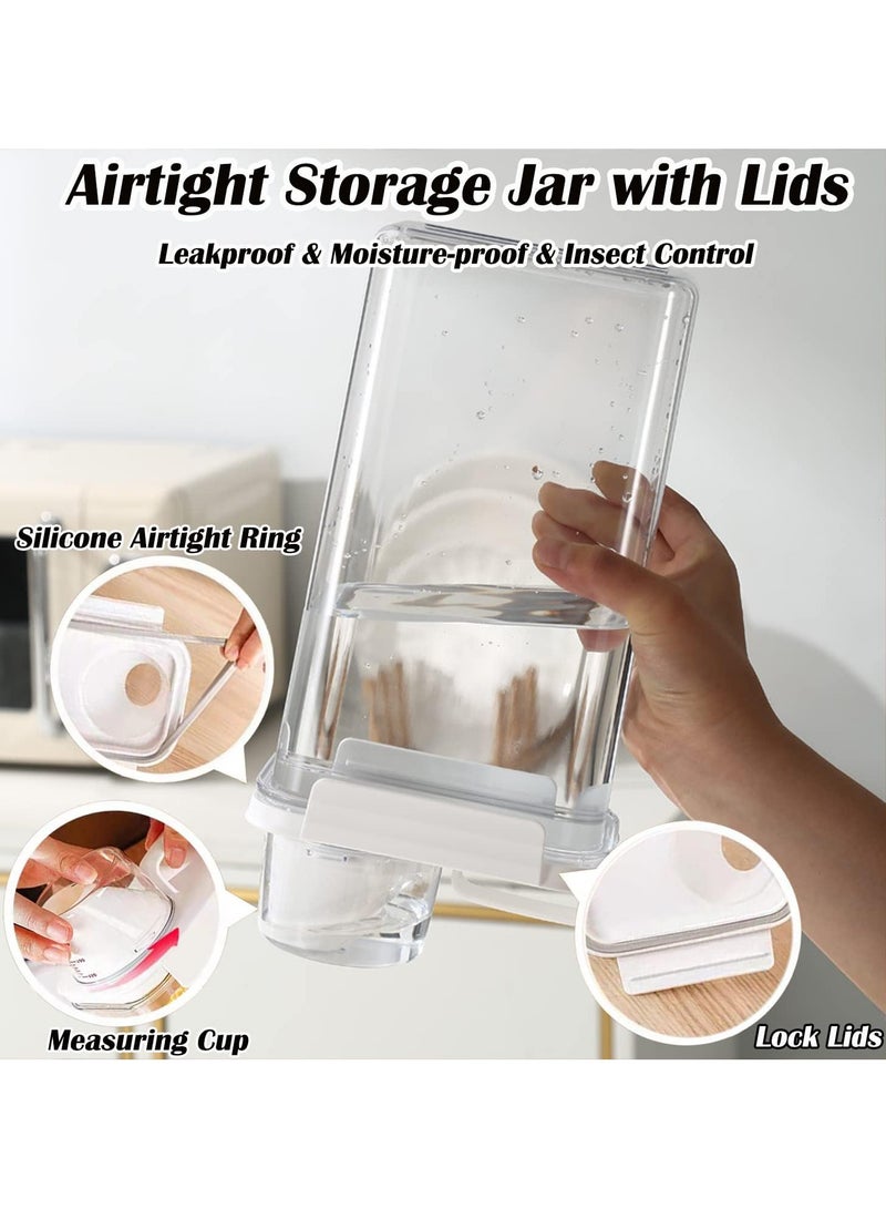 Rice Airtight Dry Food Storage Containers with Lock Lid,3 Pack Pour Spout and Seal Buckles Food Dispenser,Cereal Containers Dispenser with Measuring Cup,Rice Storage Bin,,BPA Free(1800ML*3PC)