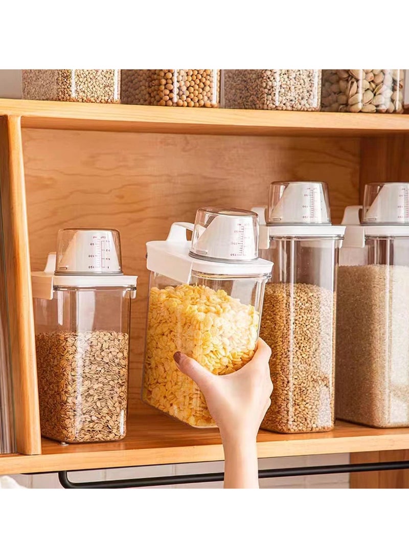 Rice Airtight Dry Food Storage Containers with Lock Lid,3 Pack Pour Spout and Seal Buckles Food Dispenser,Cereal Containers Dispenser with Measuring Cup,Rice Storage Bin,,BPA Free(1800ML*3PC)
