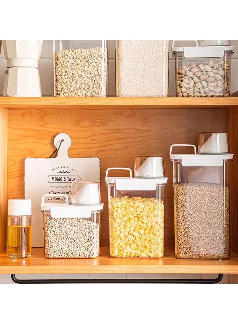 Rice Airtight Dry Food Storage Containers with Lock Lid,3 Pack Pour Spout and Seal Buckles Food Dispenser,Cereal Containers Dispenser with Measuring Cup,Rice Storage Bin,,BPA Free(1800ML*3PC)
