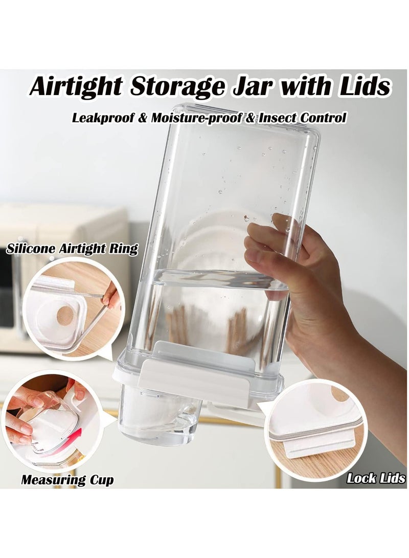 Rice Airtight Dry Food Storage Containers with Lock Lid,3 Pack Pour Spout and Seal Buckles Food Dispenser,Cereal Containers Dispenser with Measuring Cup,Rice Storage Bin,,BPA Free(2300ML*3PC)
