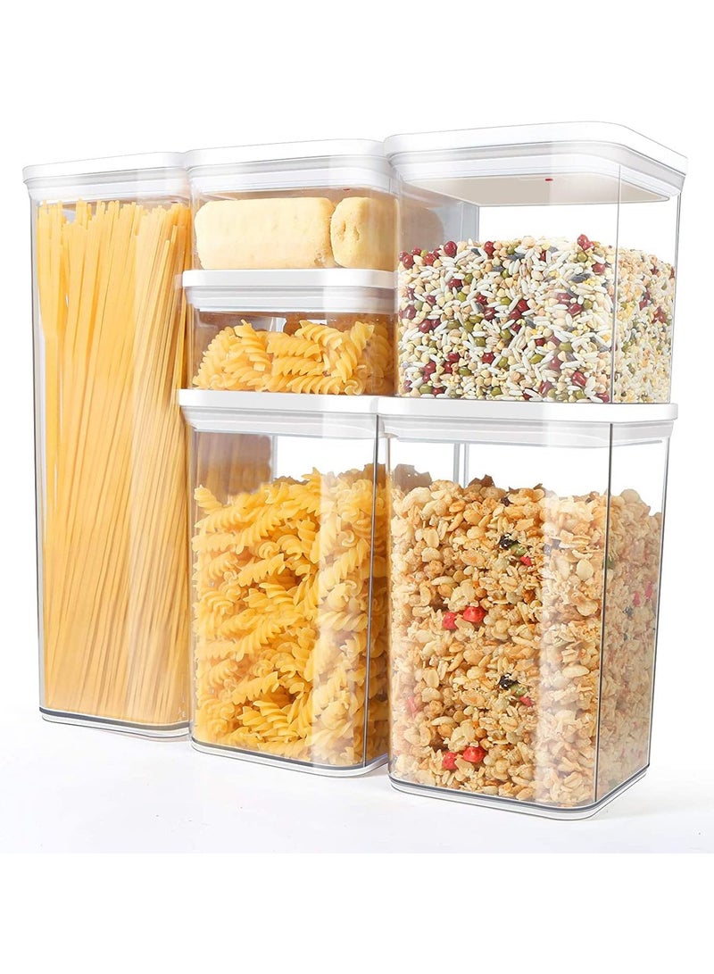 Airtight Food Storage Containers Set with Lock Lids, Set of 6, Pantry Organization Plastic Storage Jar Storage Tank for Cereal, Coffee, Sugar - Moisture Proof, BPA Free & Stackable Design (2S+M+2L+XL:500ml*2PC+800ml+1300ml*2PC+1800ml)