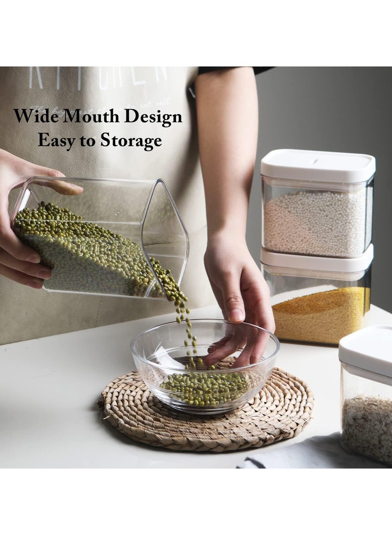 Airtight Food Storage Containers Set with Lock Lids, Set of 6, Pantry Organization Plastic Storage Jar Storage Tank for Cereal, Coffee, Sugar - Moisture Proof, BPA Free & Stackable Design (2S+M+2L+XL:500ml*2PC+800ml+1300ml*2PC+1800ml)