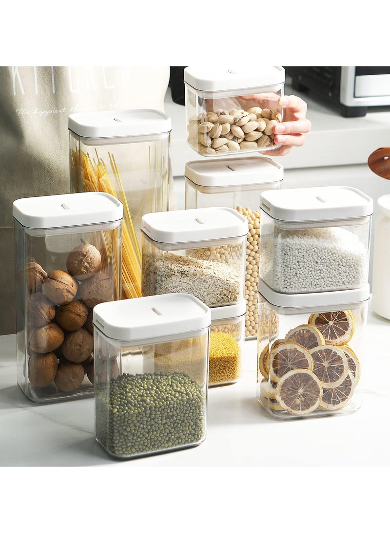 Airtight Food Storage Containers Set with Lock Lids, Set of 6, Pantry Organization Plastic Storage Jar Storage Tank for Cereal, Coffee, Sugar - Moisture Proof, BPA Free & Stackable Design (2S+M+2L+XL:500ml*2PC+800ml+1300ml*2PC+1800ml)