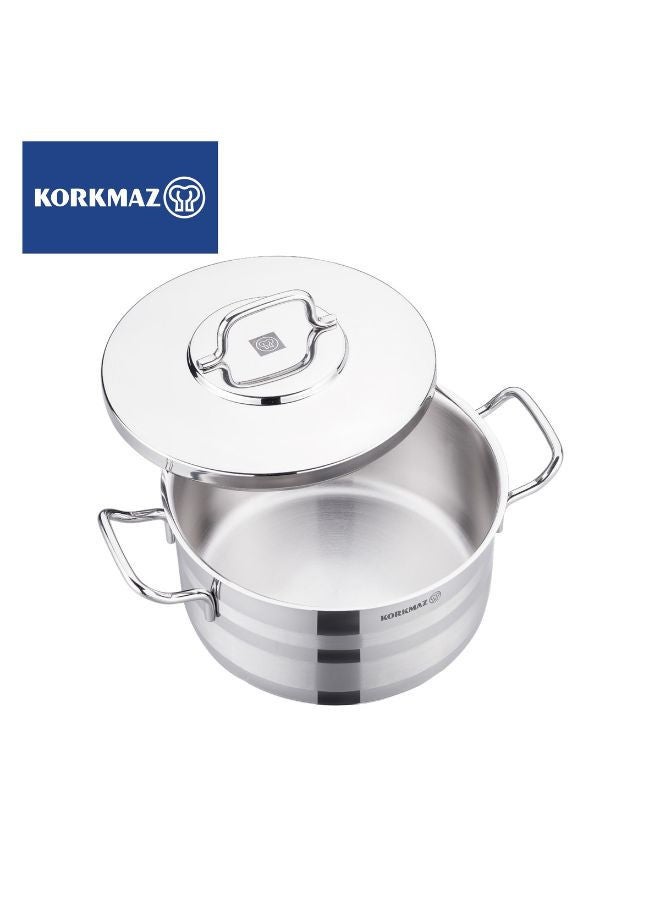 Korkmaz Astron 12-Piece Stainless Steel Cookware Set | Stainless Steel Pots and Pans Set | Induction Base Pans Set - KA2056