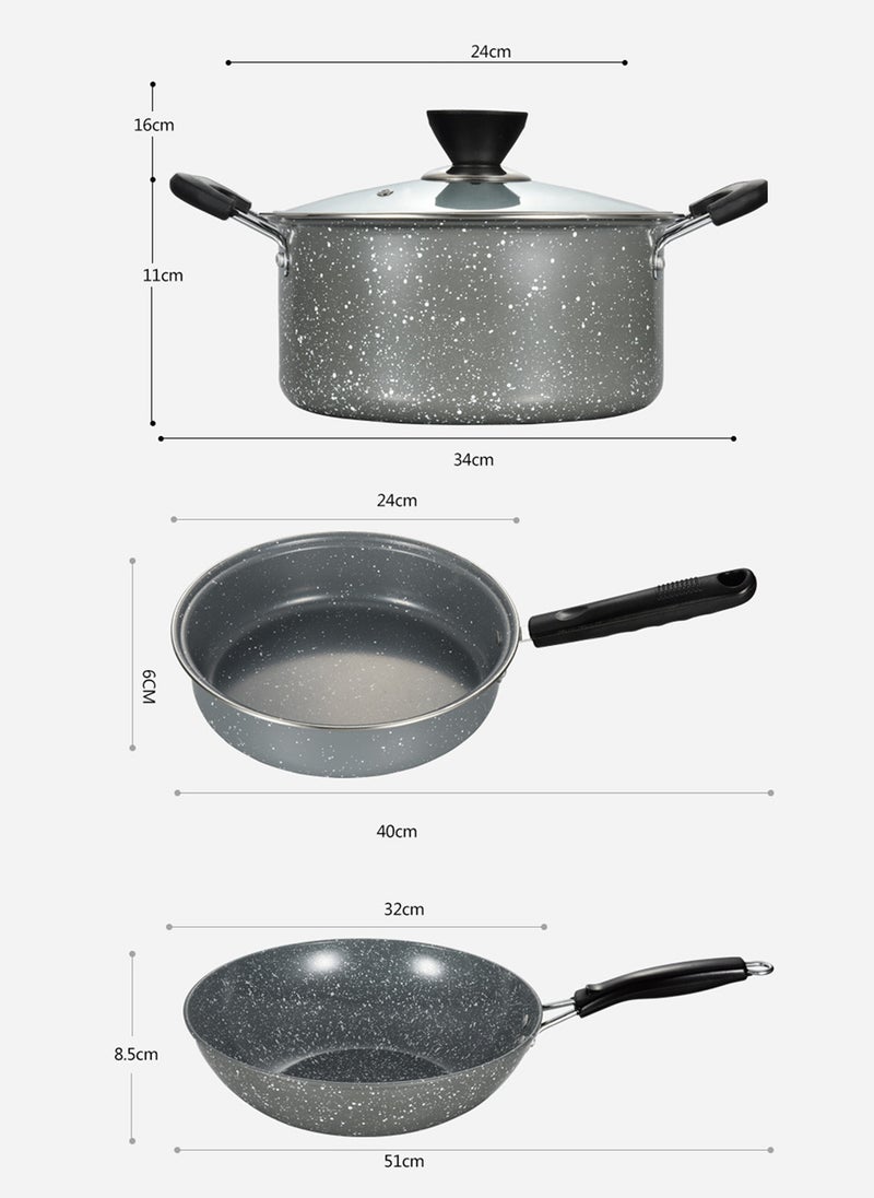 3 Pieces Non-Stick Cooking Pan Frying Pan Gift Pot Set