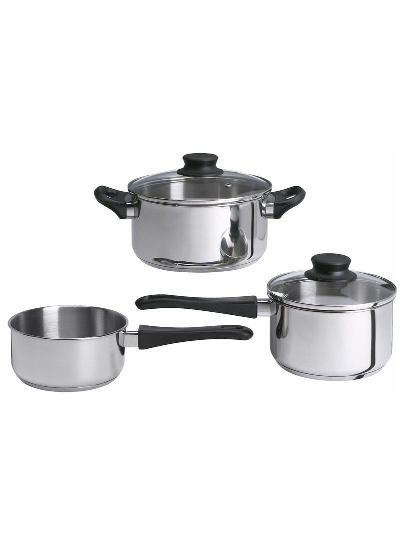 5-Piece Cookware Set Glass Stainless Steel