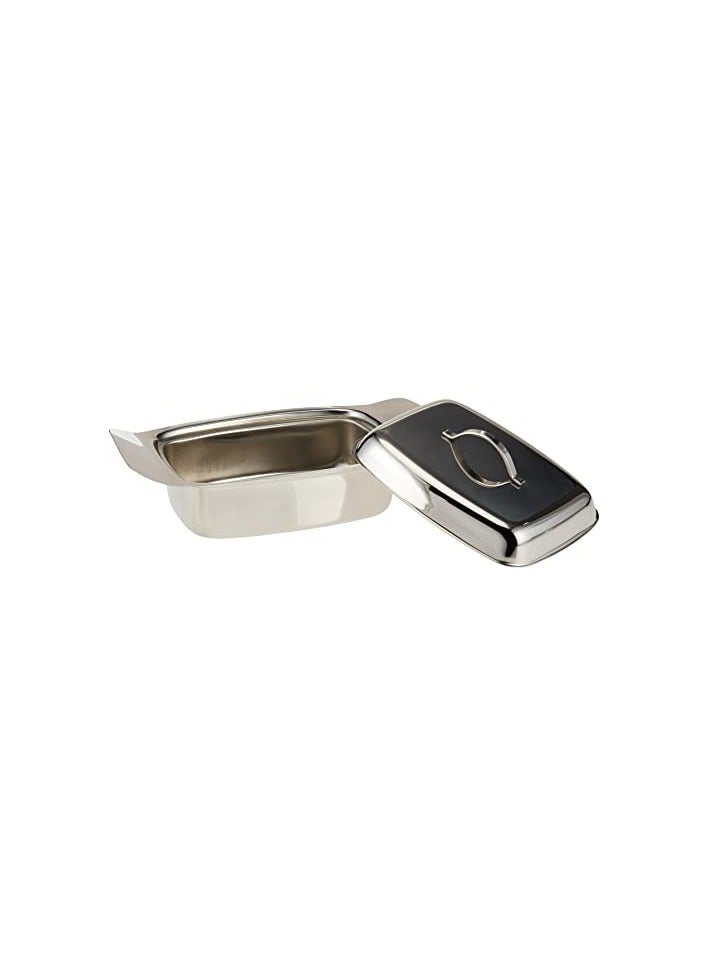 Stainless Steel Butter Dish with Lid, 19 cm x 12 cm x 5 cm, Silver, KTS034, Butter Dish , Ideal Butter Keeper