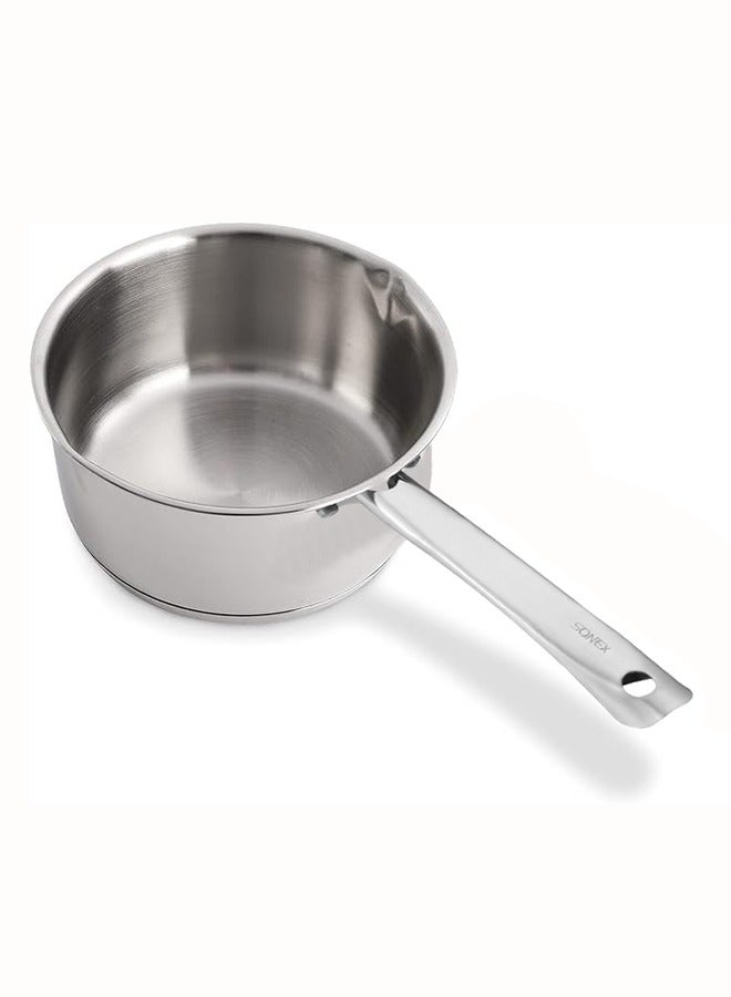 SONEX Majestic Stainless Steel Milk & Sauce Pan, 19 cm (1.8 Ltr) – Sandwich Bottom, Cool Handle, Ideal for Heating Milk, Sauces, Soups, and More, Durable Construction, Easy Pour Spout