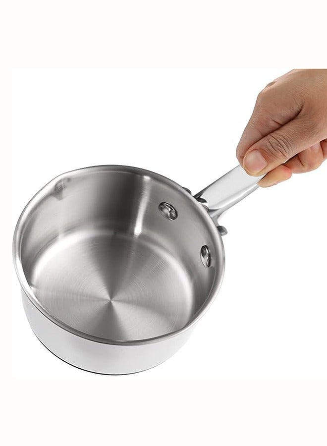 SONEX Majestic Stainless Steel Milk & Sauce Pan, 19 cm (1.8 Ltr) – Sandwich Bottom, Cool Handle, Ideal for Heating Milk, Sauces, Soups, and More, Durable Construction, Easy Pour Spout