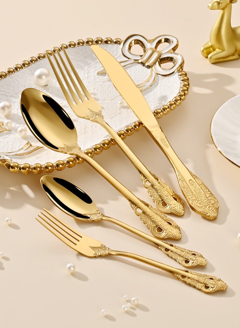 SUNHOME 20-Piece Stainless Steel Cutlery Set Gold