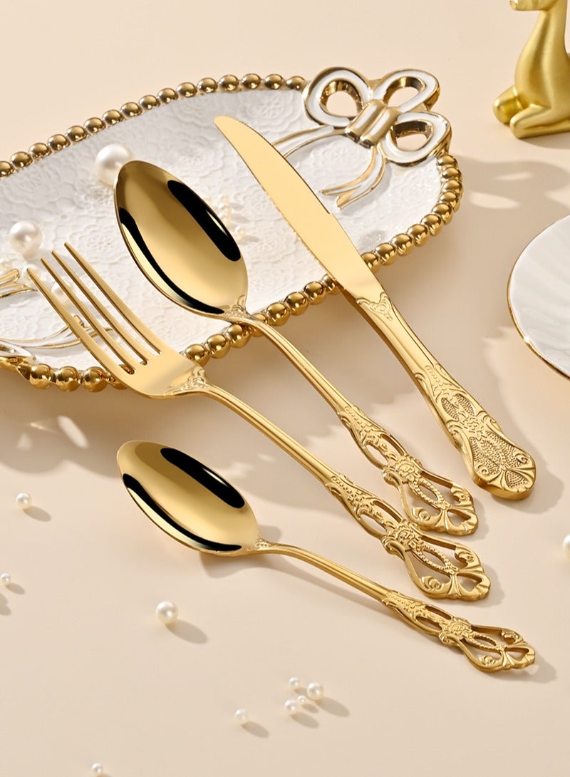 24-Piece Stainless Steel Cutlery Set Gold
