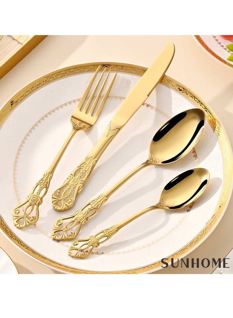 24-Piece Stainless Steel Cutlery Set Gold