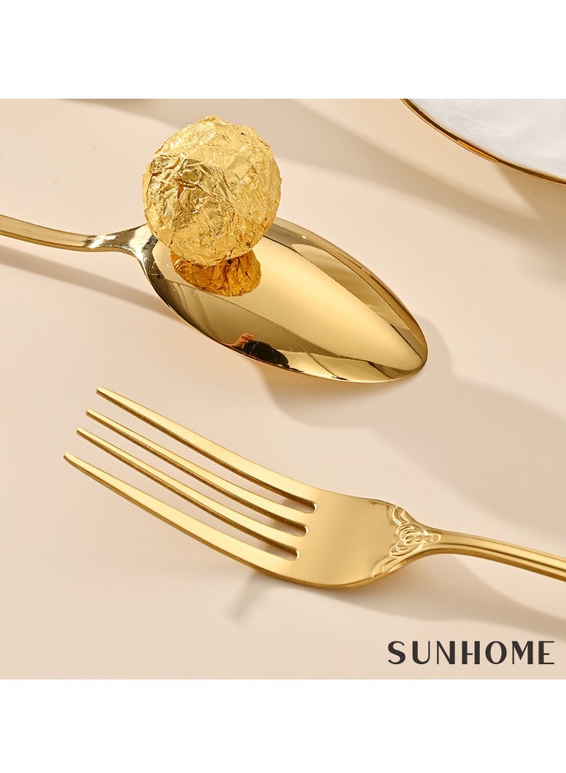24-Piece Stainless Steel Cutlery Set Gold