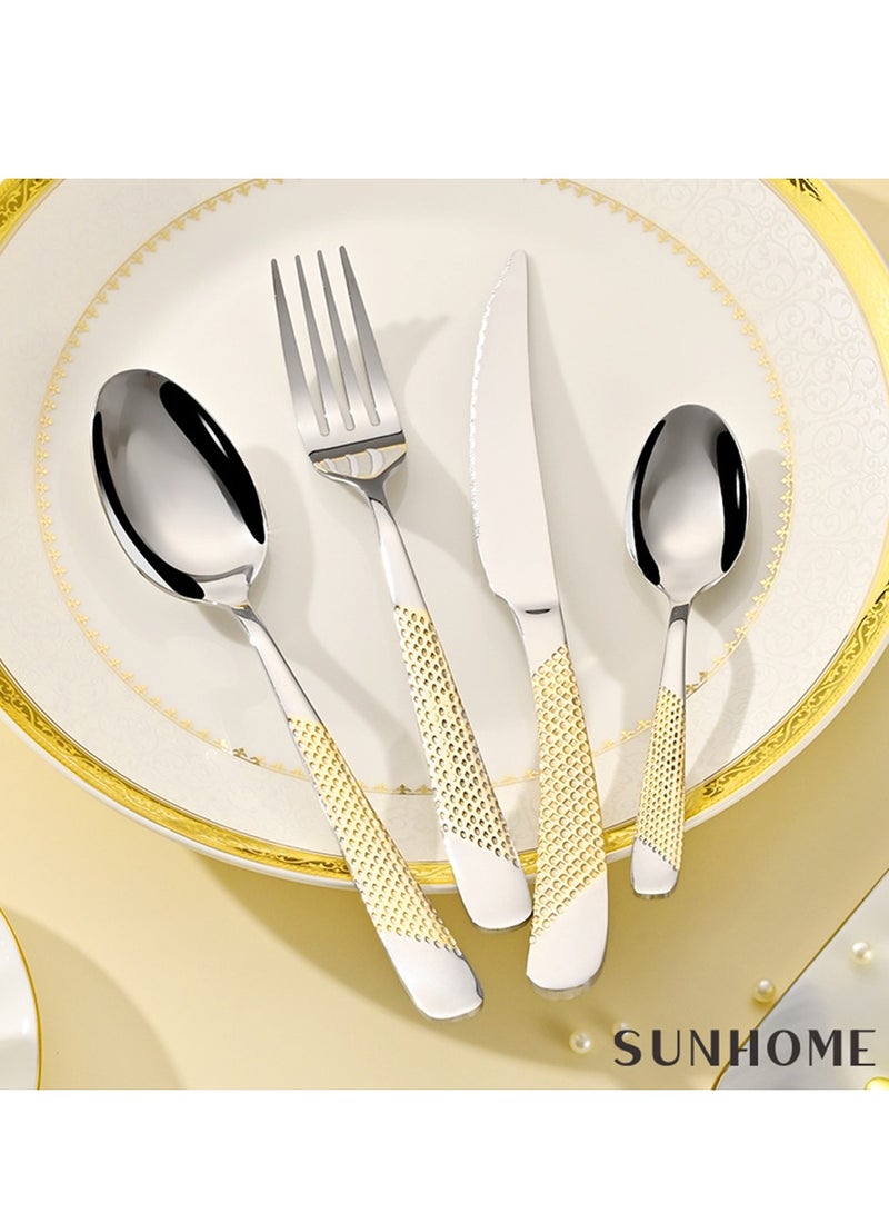 Stainless Steel Cutlery Set Gold 24 Pieces