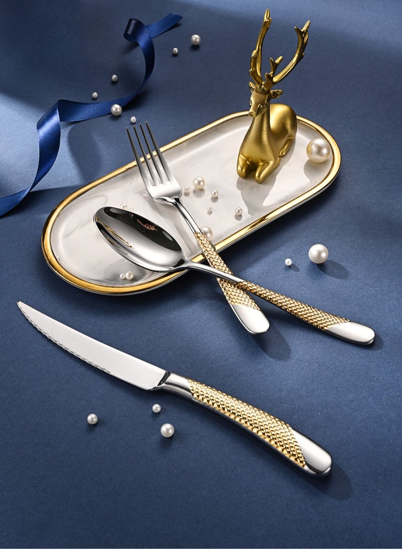 Stainless Steel Cutlery Set Gold 24 Pieces