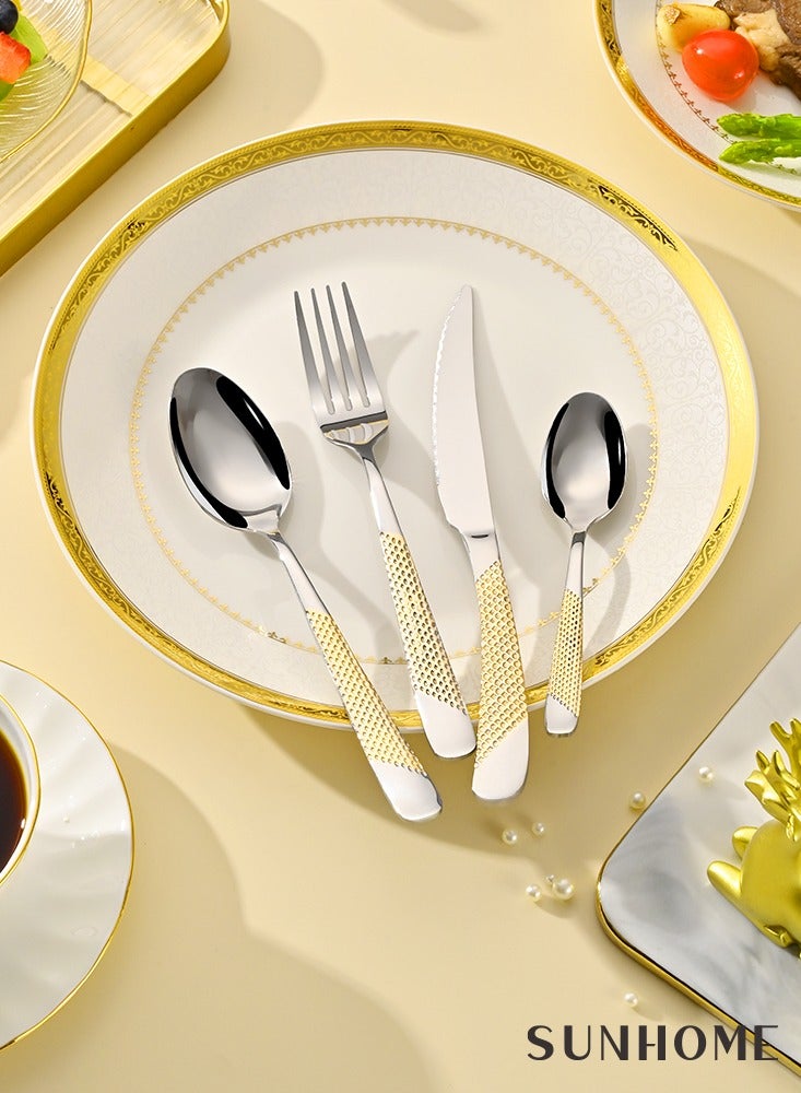 Stainless Steel Cutlery Set Gold 24 Pieces