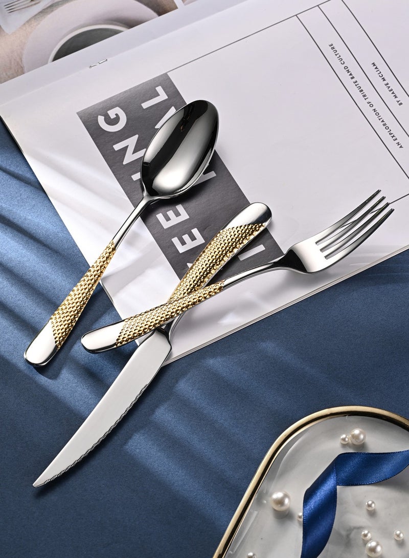 Stainless Steel Cutlery Set Gold 24 Pieces