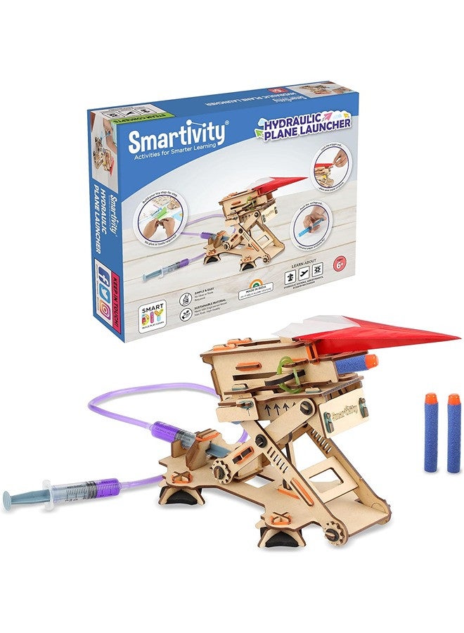 Smartivity Hydraulic Plane Launcher Educational DIY Toy, Blue/Beige, Multicolor