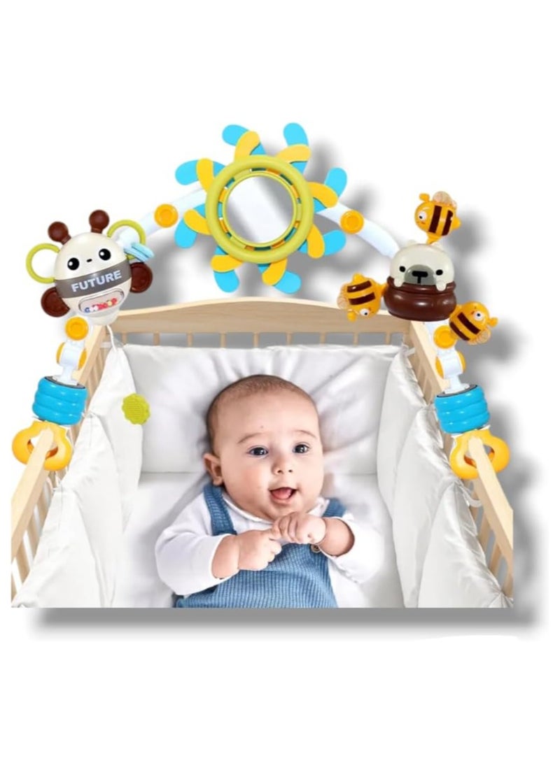 Baby Crib Mobile Plush Toys with Mirror Diameter Multi colour