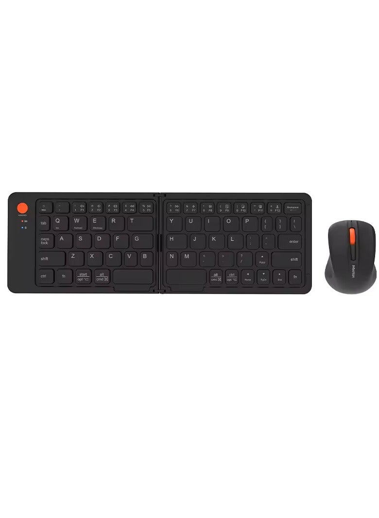 Meetion Foldable Bluetooth Keyboard and Mouse BTC001 Bluetooth Wireless Connectivity Unparalleled Portability Rechargeable And Efficient Black