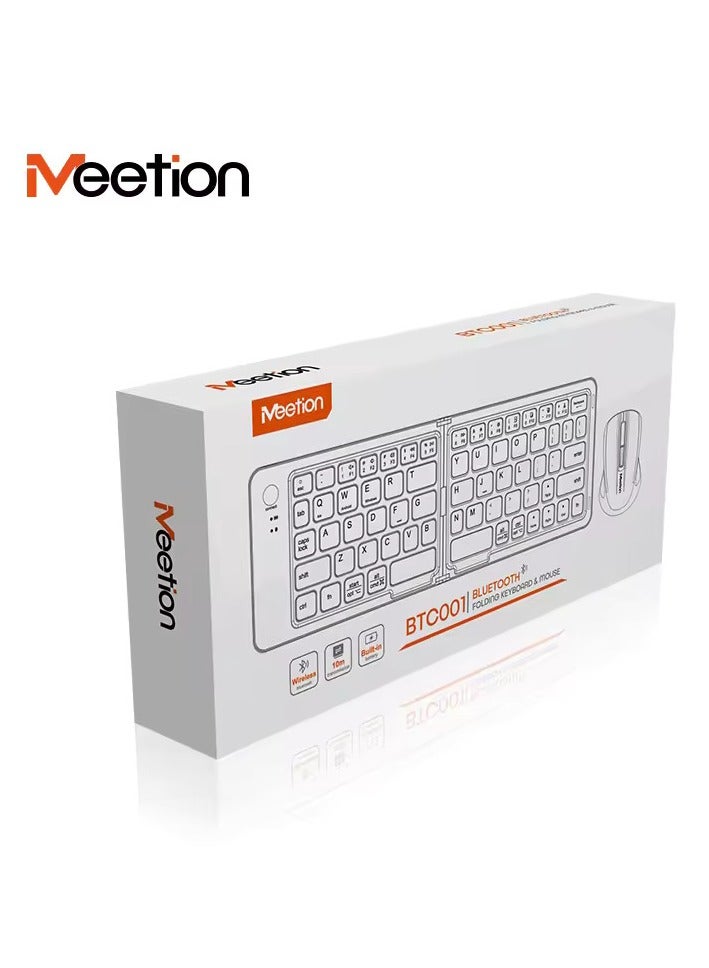 Meetion Foldable Bluetooth Keyboard and Mouse BTC001 Bluetooth Wireless Connectivity Unparalleled Portability Rechargeable And Efficient Black