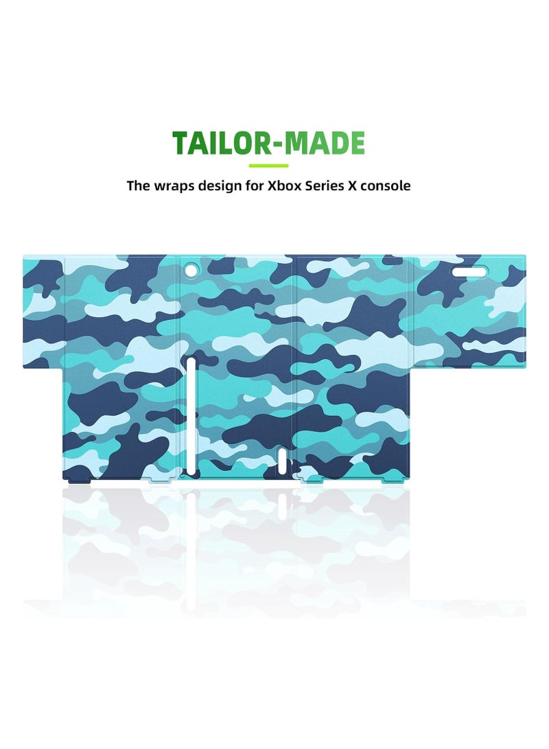 Magnetic Smart Wraps for Xbox Series X Console, Full Protection Protective Cover Case for Xbox Series X Accessories with Premium PU Leather and Soft Inner Lining - Blue Camo