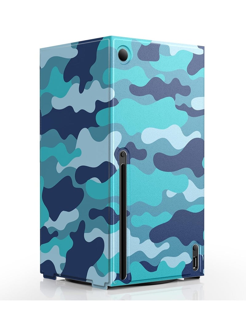 Magnetic Smart Wraps for Xbox Series X Console, Full Protection Protective Cover Case for Xbox Series X Accessories with Premium PU Leather and Soft Inner Lining - Blue Camo