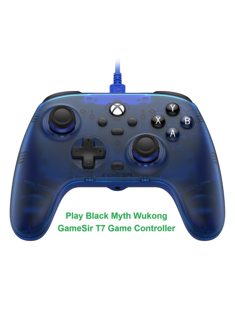 Professional Gamepad GameSir T7 Wired Game Controller with Hall Effect Joysticks, Plug and Play Gaming Gamepad for Xbox Series X|S, Xbox One, Windows 10/11 & Steam, 3.5mm Audio Jack Sapphire Blue