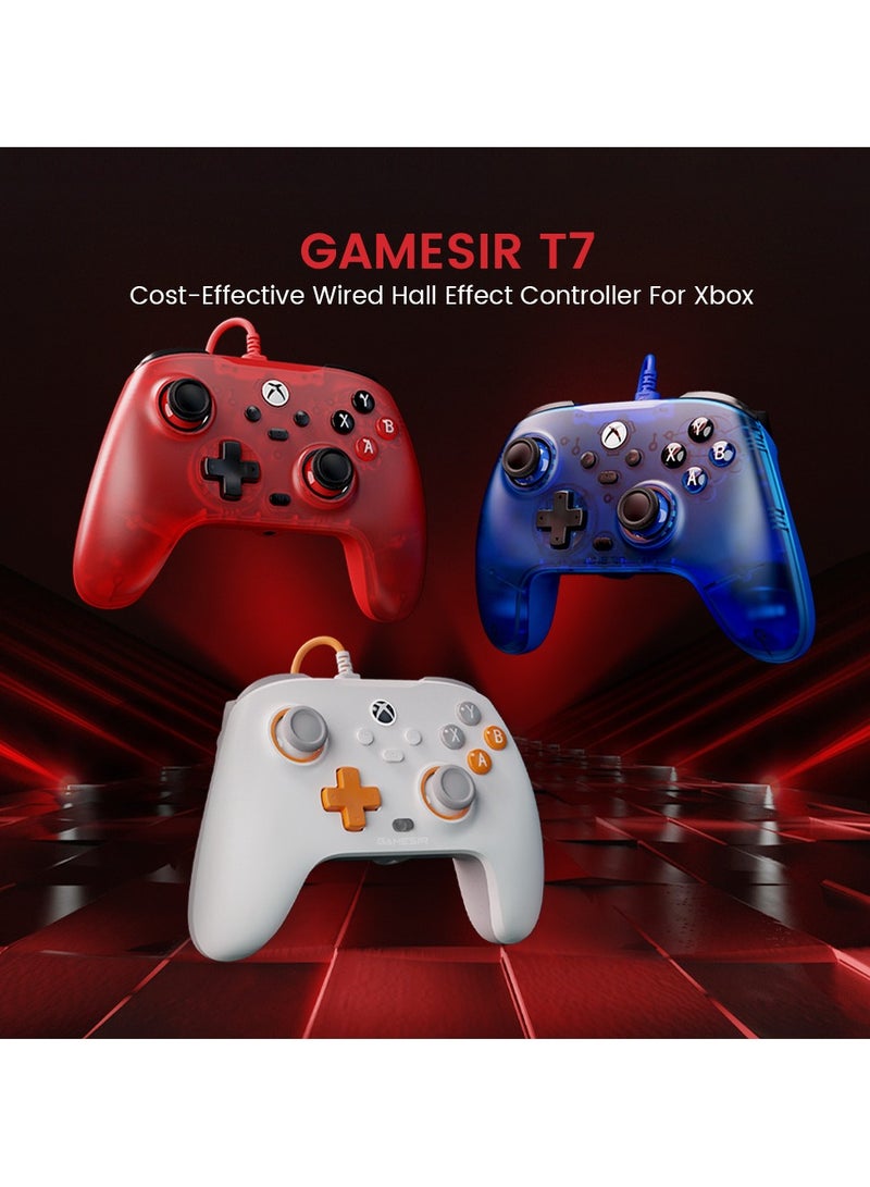 Professional Gamepad GameSir T7 Wired Game Controller with Hall Effect Joysticks, Plug and Play Gaming Gamepad for Xbox Series X|S, Xbox One, Windows 10/11 & Steam, 3.5mm Audio Jack Sapphire Blue