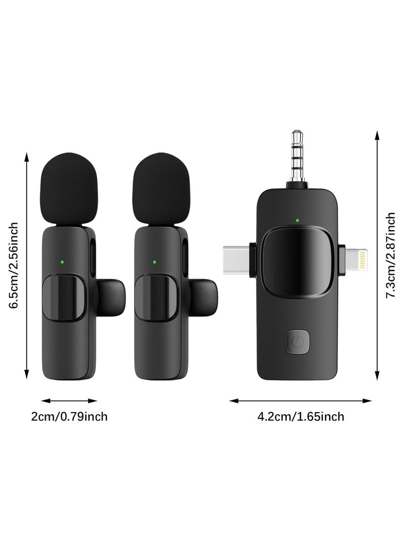 Dual Wireless Microphone for All Smartphones (Android + iOS) iPhones Laptops Desktops BT Speakers and Cameras Mic for YouTube Videos Reels Podcast Interviews Online Teaching Vlogs (Black)