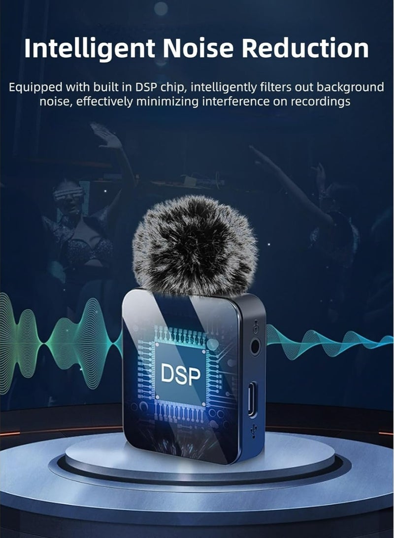 Dual Wireless Lavalier Microphone for Phone, Laptop, and Computer | Omnidirectional Sound Reception | Intelligent Noise Reduction | 2.4GHz & 5.2GHz Connection | HD LED Display | Large Battery Life