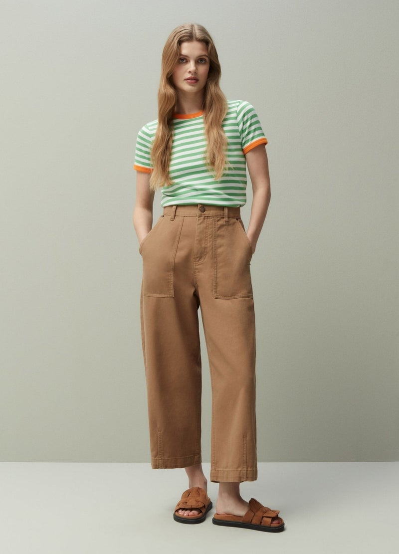 Ovs Piombo Wide-Leg Trousers In Cotton