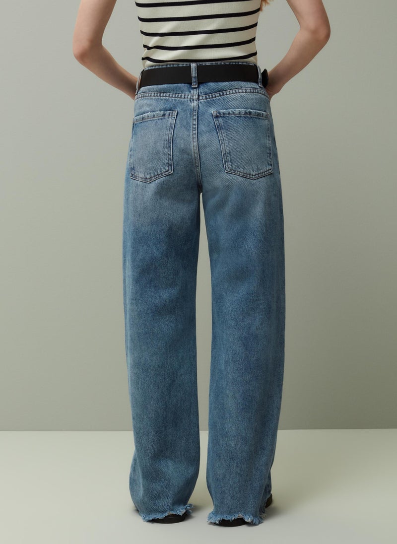 Ovs Piombo Straight-Fit Jeans With Ripped Hems