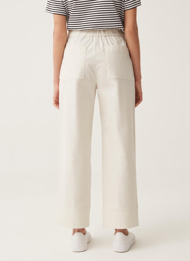 Ovs Wide-Leg Trousers In Stretch Cotton