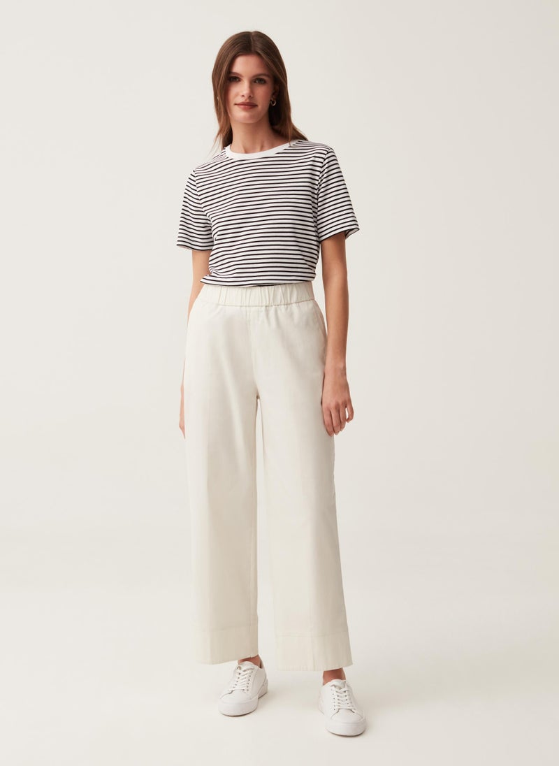 Ovs Wide-Leg Trousers In Stretch Cotton