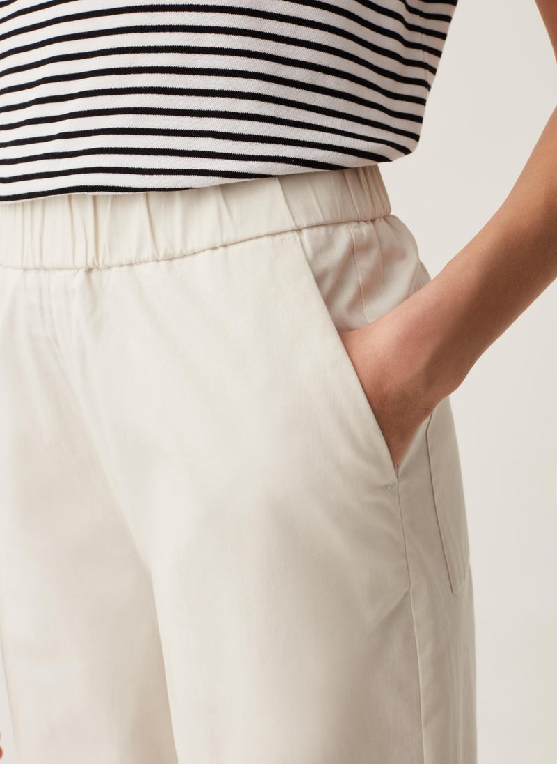 Ovs Wide-Leg Trousers In Stretch Cotton