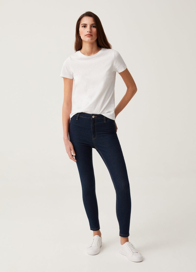 Ovs Stretch Jeggings With Button