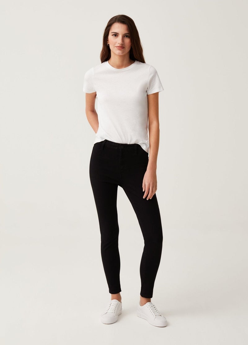 Ovs Stretch Jeggings With Button