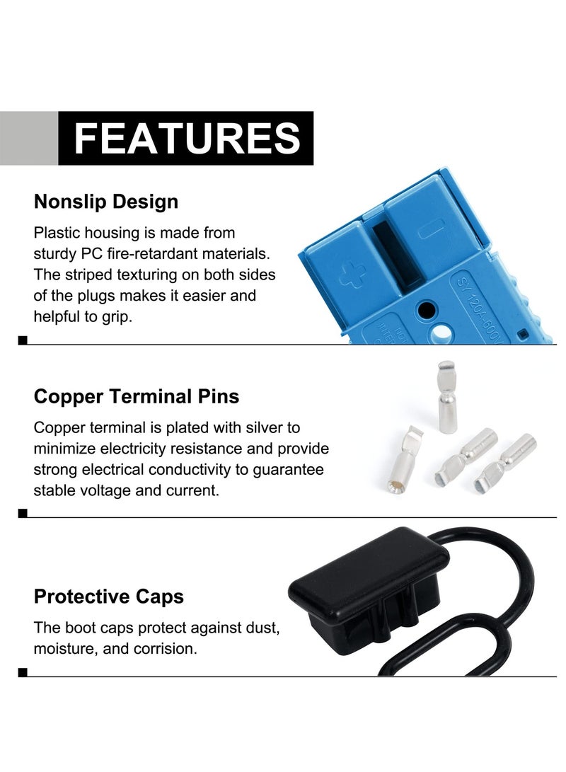 Wire Connector Set 2 Pack, 120A 4,6 Gauge Quick Connect Disconnect Harness for 12V to 36V Applications in Cars, Bikes, ATVs, Winches, and Motors