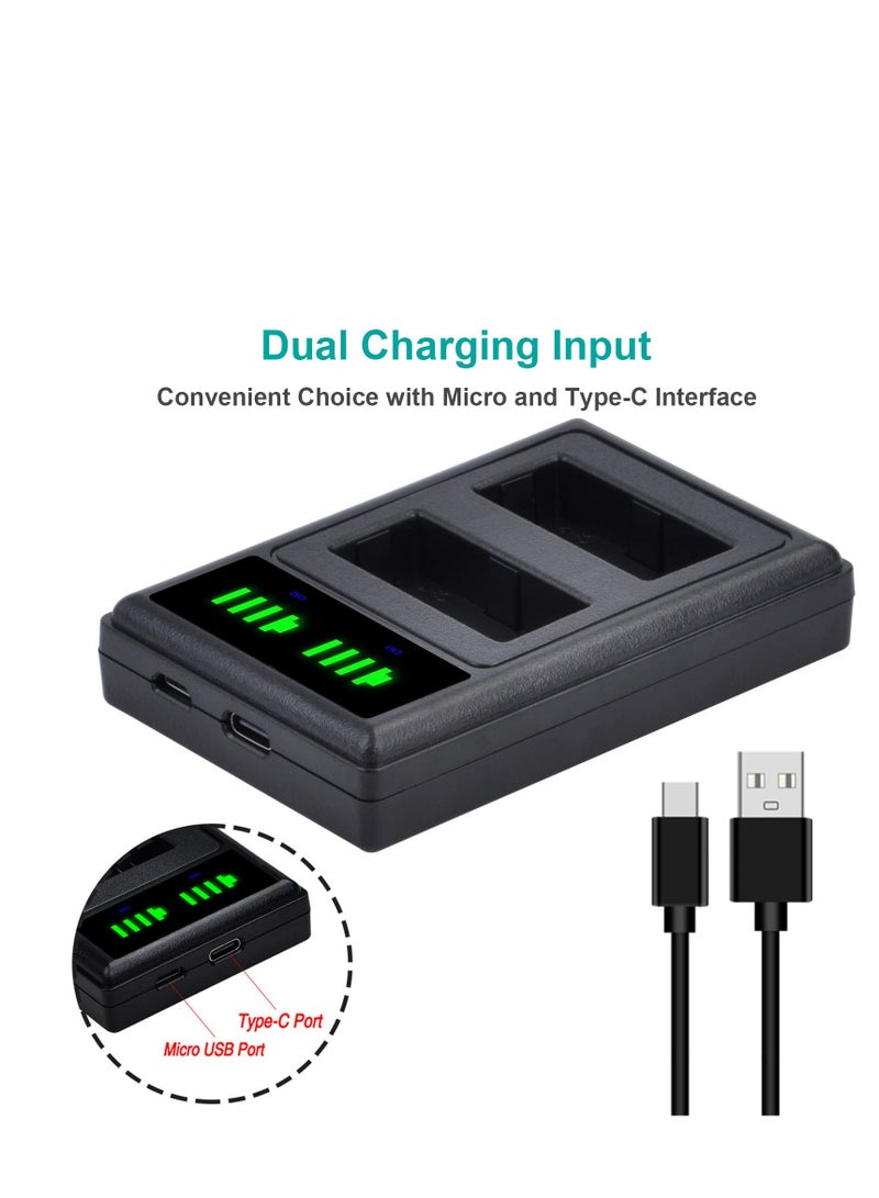 Dual LED Battery Charger for Fuji X-H2 X-T4 GFX 100S X100V X-S10 Cameras