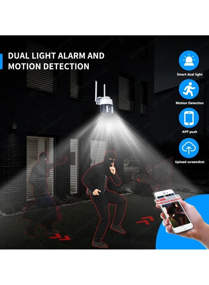 2K 4MP WiFi Security Camera Outdoor PTZ Video Cameras 1080P Auto Tracking Waterproof Surveillance CCTV Color Night Vision Alexa