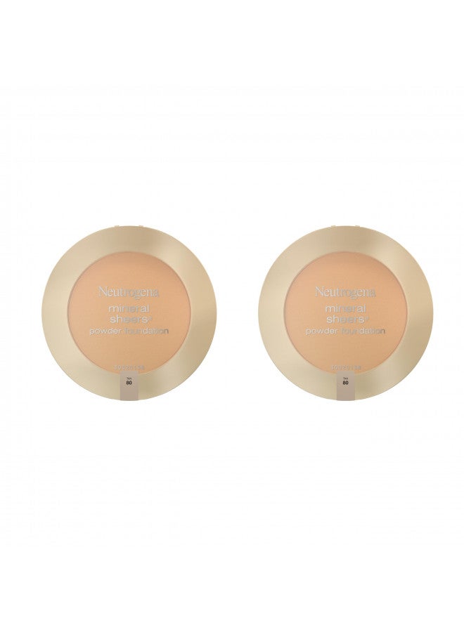 Neutrogena Mineral Sheers Compact Powder Foundation, Lightweight & Oil-Free Mineral Foundation, Fragrance-Free, Tan 80,.34 oz (Pack of 2)