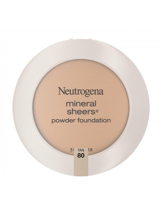 Neutrogena Mineral Sheers Compact Powder Foundation, Lightweight & Oil-Free Mineral Foundation, Fragrance-Free, Tan 80,.34 oz (Pack of 2)