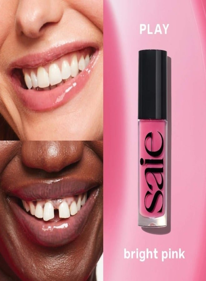 Saie  Glossy Bounce™  High Shine Lip Gloss -   Play - hot pink ,  Moisturizing Oil Infused, 5ml