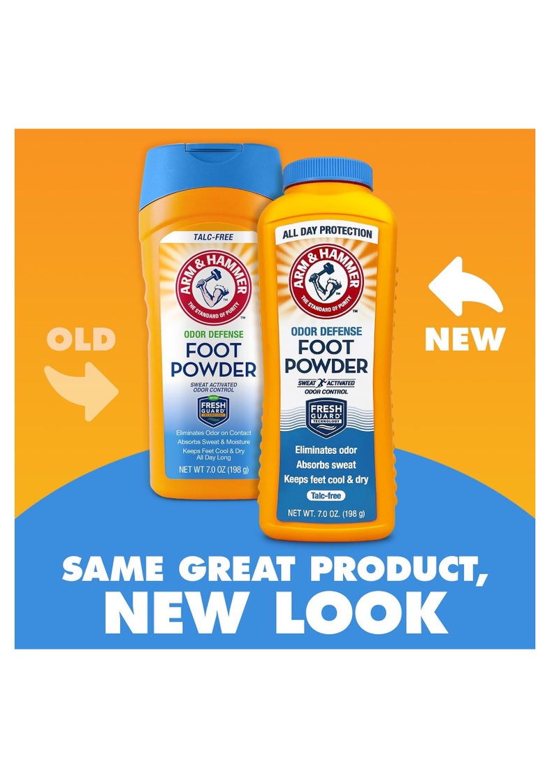 Arm & Hammer Foot Powder for Shoes & Feet, Talc-Free Odor & Moisture Control for Men & Women, 7 oz (3 Pack)