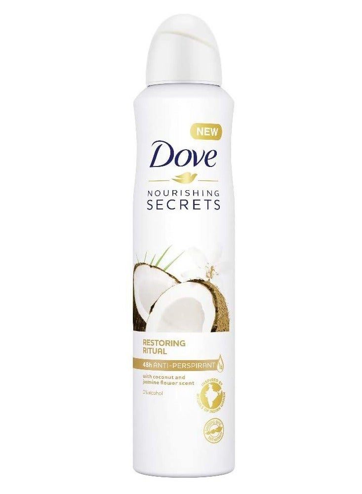 Dove Women Coconut  Antiperspirant Deodorant Spray 250ml Pack of 6