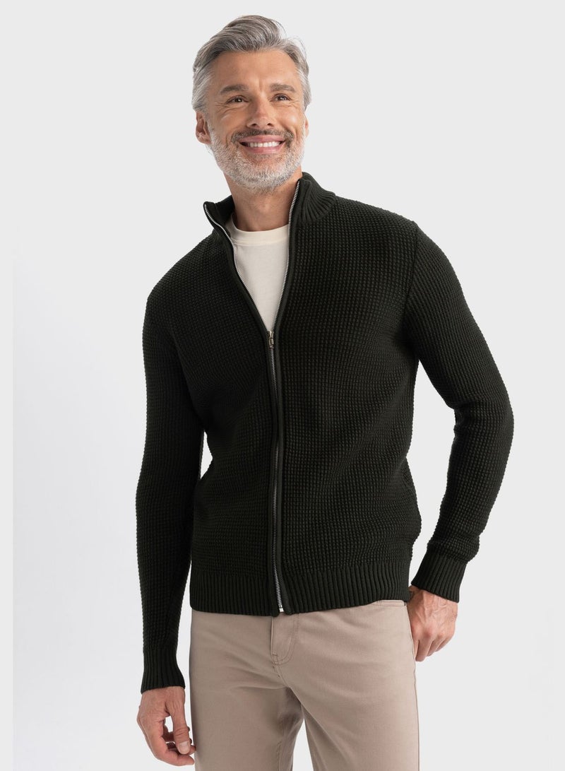 Zip Through Knitted Cardigan